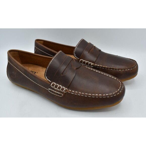 Born Mens 8.5 Andes Dark Brown Full Grain Leather Slip On Driver Loafers Shoes main image 5